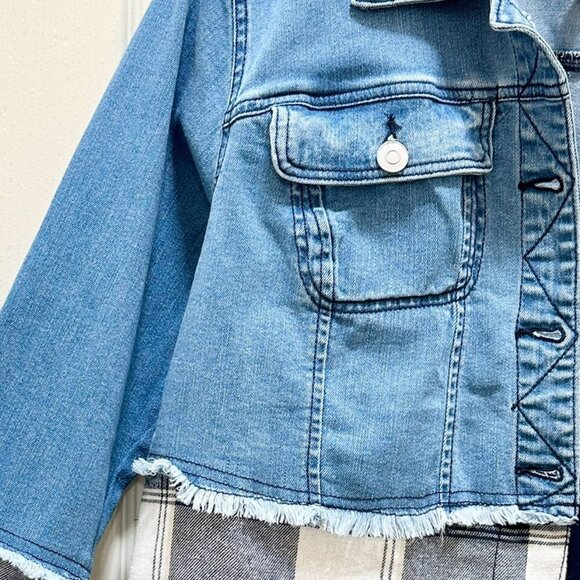 EST. 1946 Denim Jean Flannel Jacket Women's Size S Boho Prairie Cottagecore - Picture 9 of 13